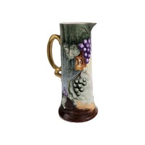 Antique Royal Bavaria Porcelain Pitcher Hand Painted Floral Grapes